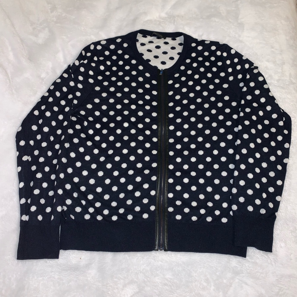 Ann Taylor polka dot zip cardigan.